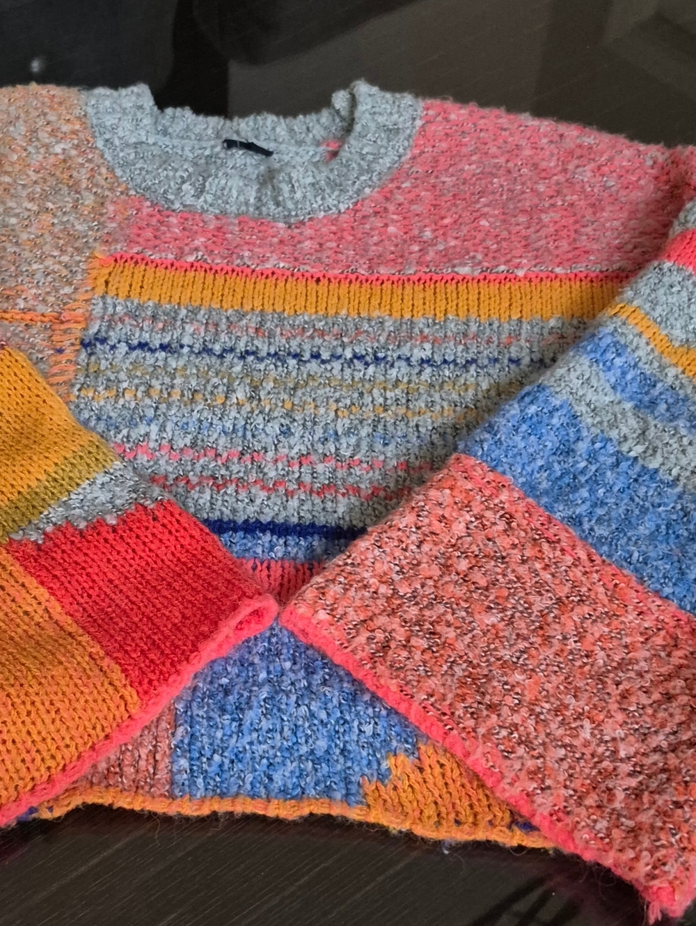 Multicolor Cozy Oversized Crop Knit Women's Sweater.